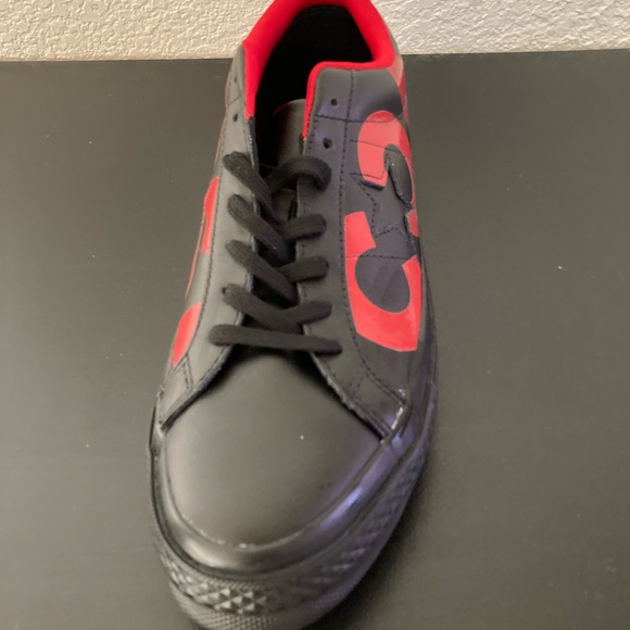 NEW MENS CONVERSE ONE STAR OX 160913C SZ 10  BLK RED SNEAKERS ATHLETIC SHOES - Picture 6 of 12
